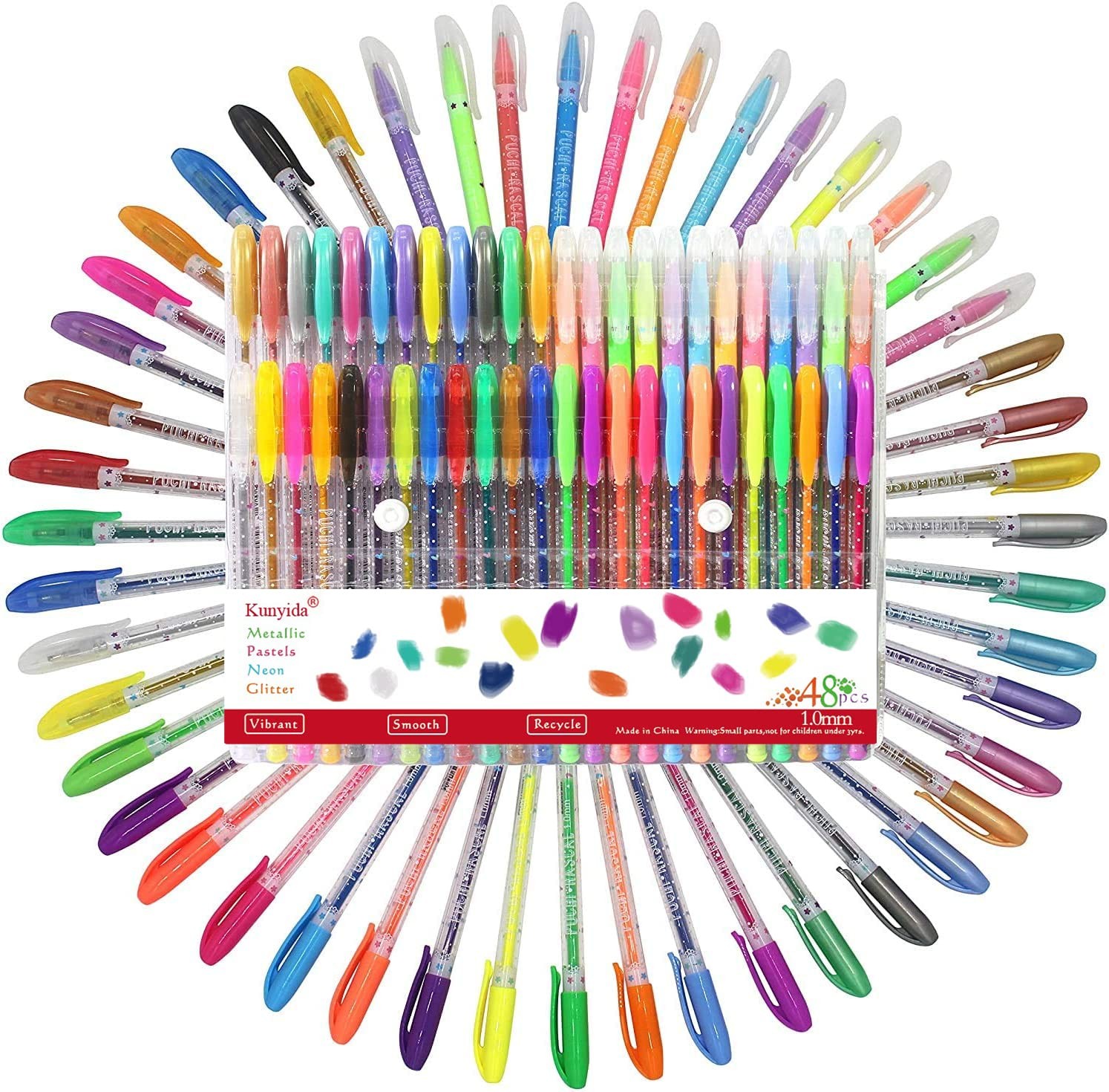 Gel Pens for Adult Coloring Book 48 Colors Fine Tip Multicolor 1 Pack