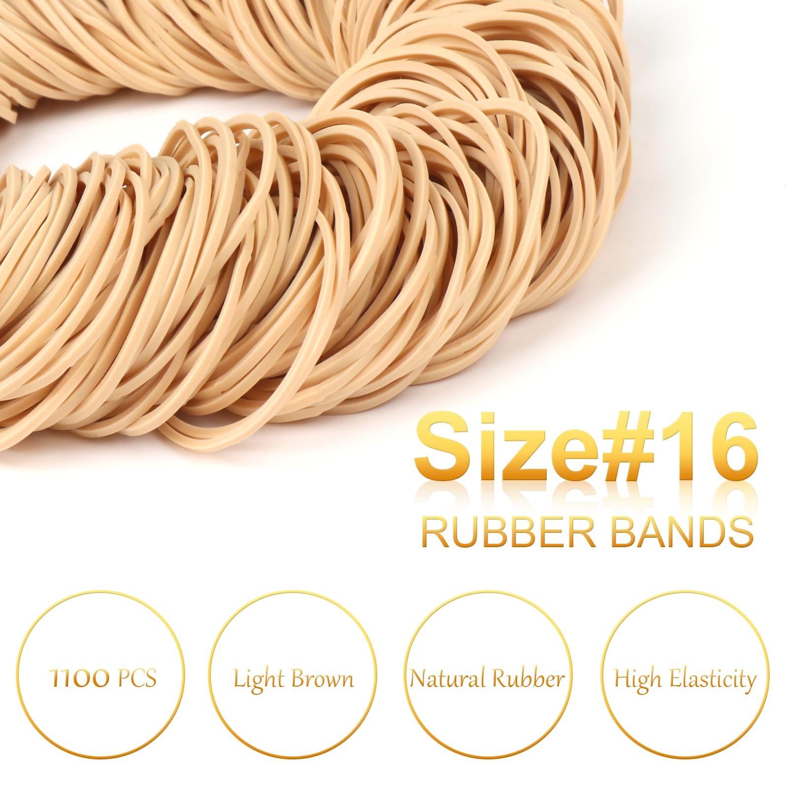 Rubber Bands Office Supplie 1100Pcs(approx. 1LB) Size #16 Rubberbands Light B…