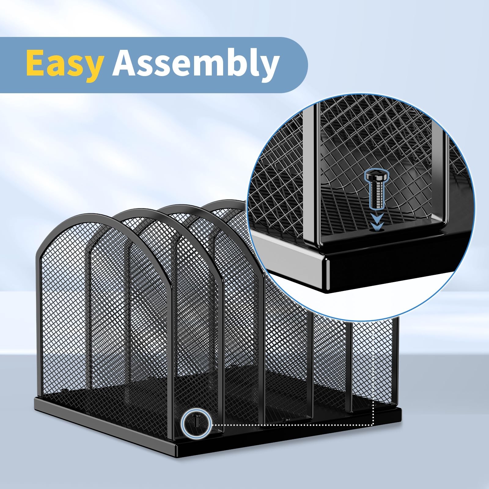 Gawerk 5-Section Vertical Desktop Organizer 5-Section Mesh File Folder Stand