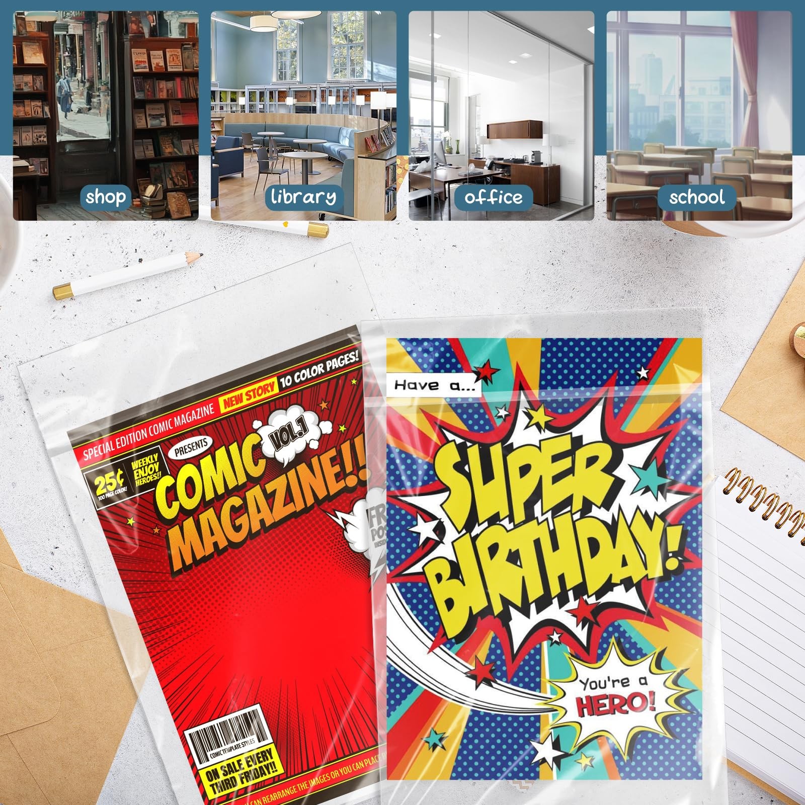 100 Pcs Resealable Graded Comic Book BagsClear Plastic Comic Sleeves for CGC