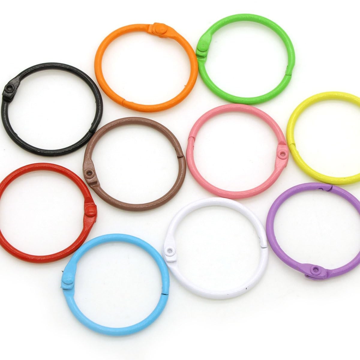 100 Pcs Colorful Binder Rings, 10 Colors Metal Loose Leaf Binder Rings for Ke…