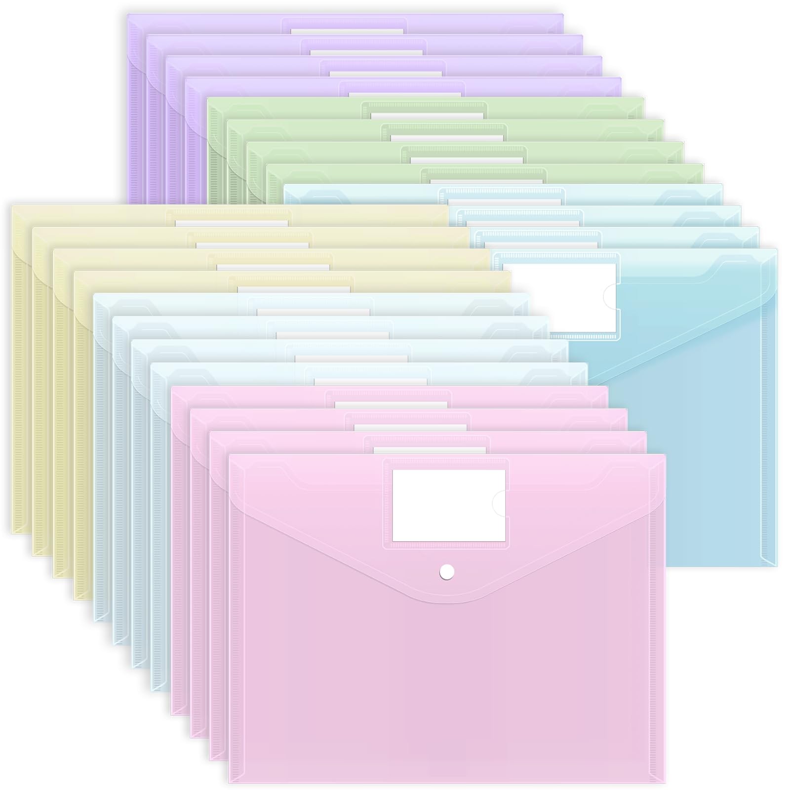 EOOUT 24 Pack Plastic Envelopes File Folders, Poly Folders Pastel