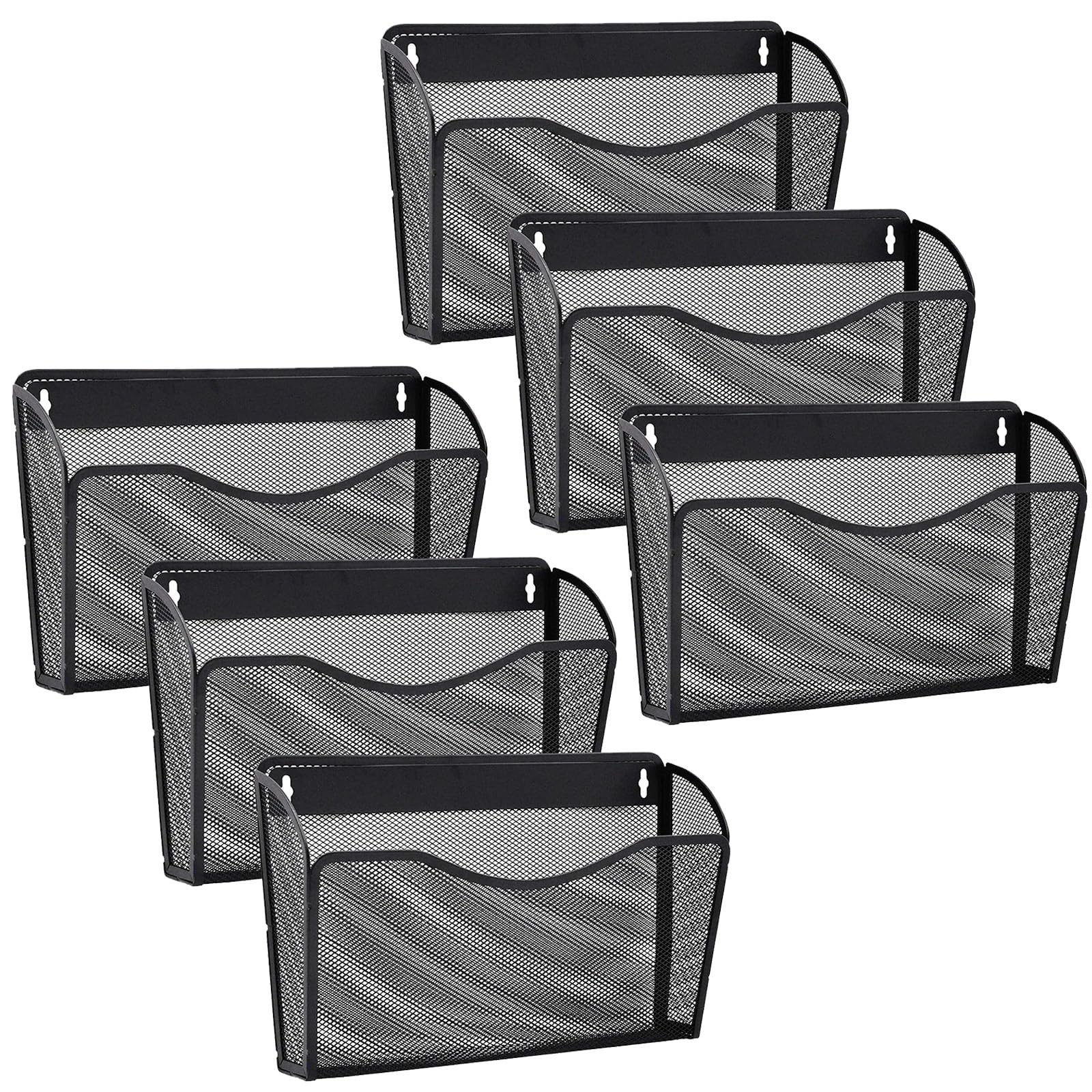 Gawerk 6 Pack Wall File Organizer, Mesh 6 Mounted, Black