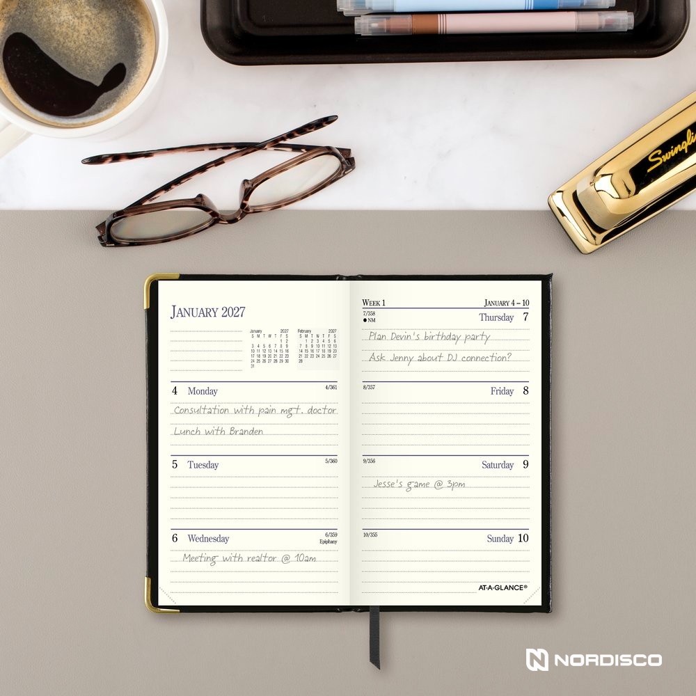 2026 At-A-Glance 70-1111-05 Fine Diary Weekly/Monthly Planner, 3 x 5″