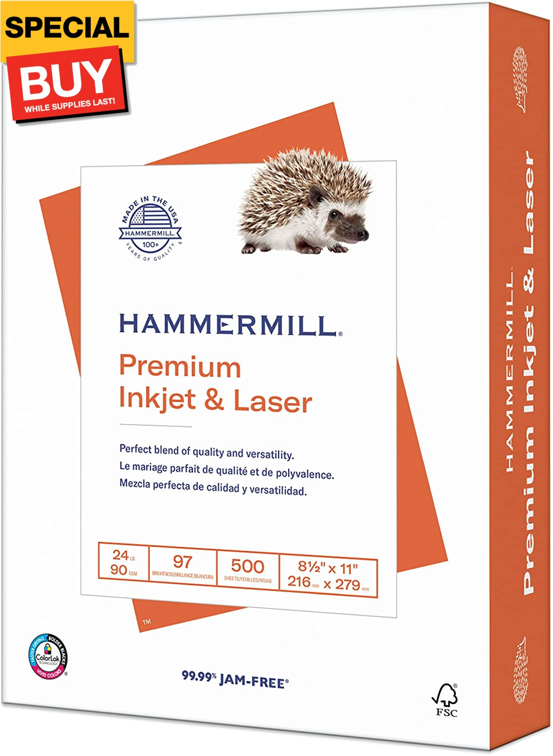 Printer Paper, Premium Inkjet & Laser Paper 24 Lb, 8.5 x 11 – 1 Ream (500 Sheets