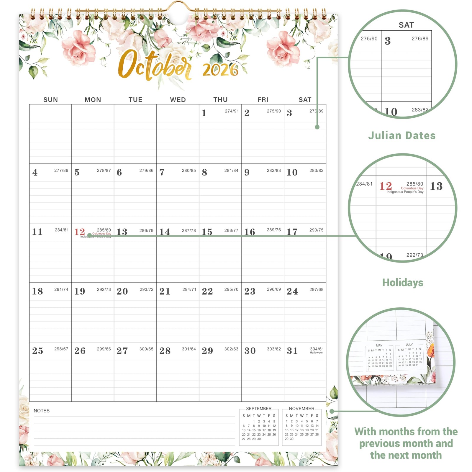 2026 Wall Calendar – Calendar 2026 Wall, Jan 2026 – DEC 2026, 12″ x 17″, Larg…