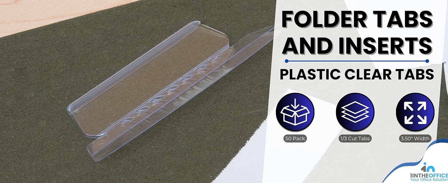 Clear Hanging Folder Tabs, and Inserts 3-1/2″ x 5/8″, 50/Pack (3 1/2″)