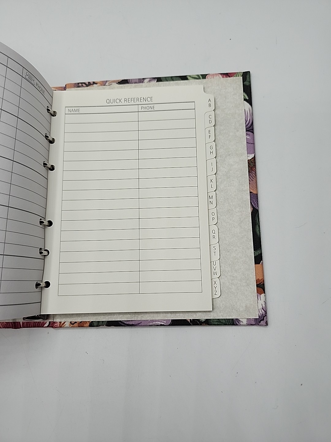 Vintage CR Gibson Floral Fabric Covered 6 Ring Refillable Address Book