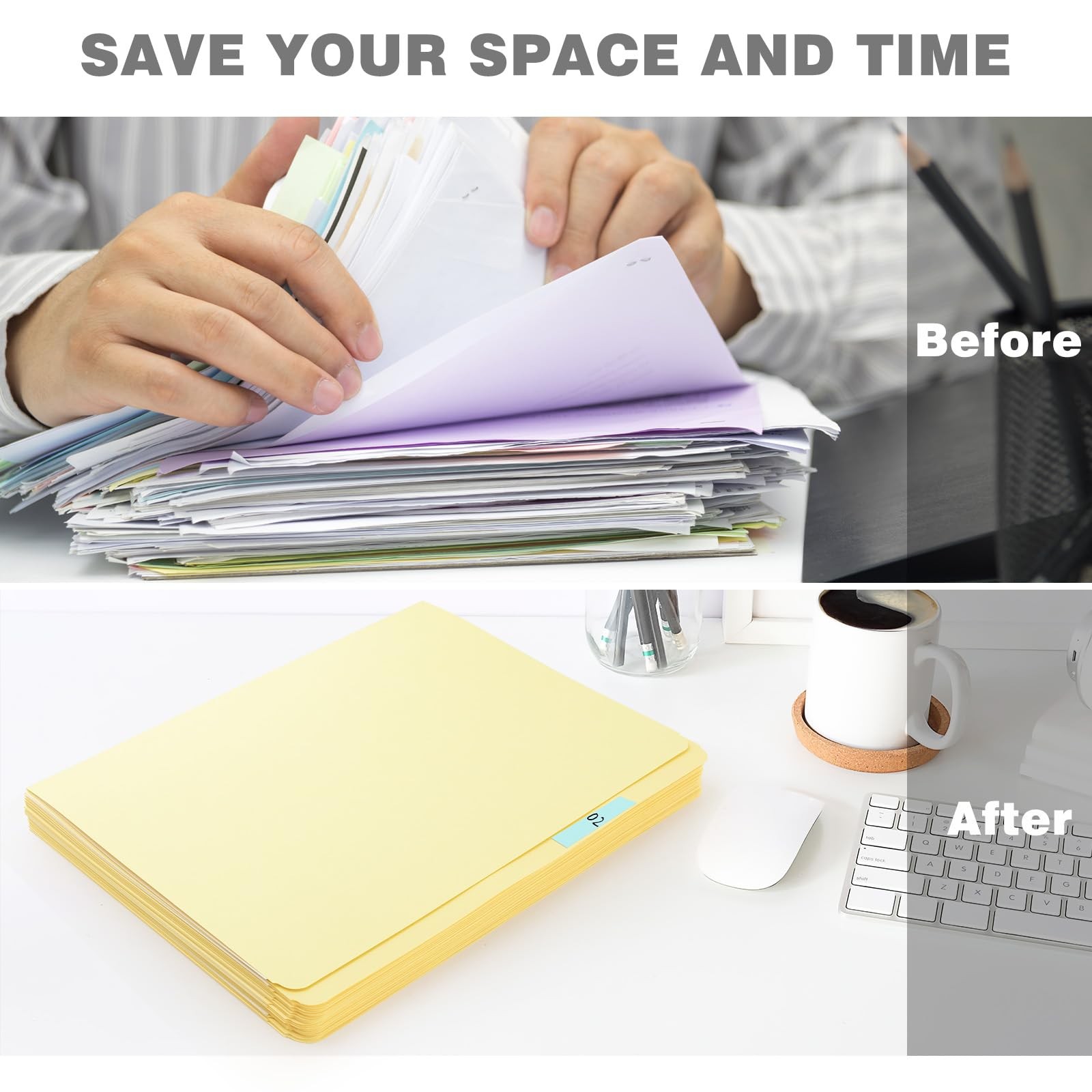 Archival Letter File Folders 9.5×11.75 Acid-Free Light Tan 50Pack