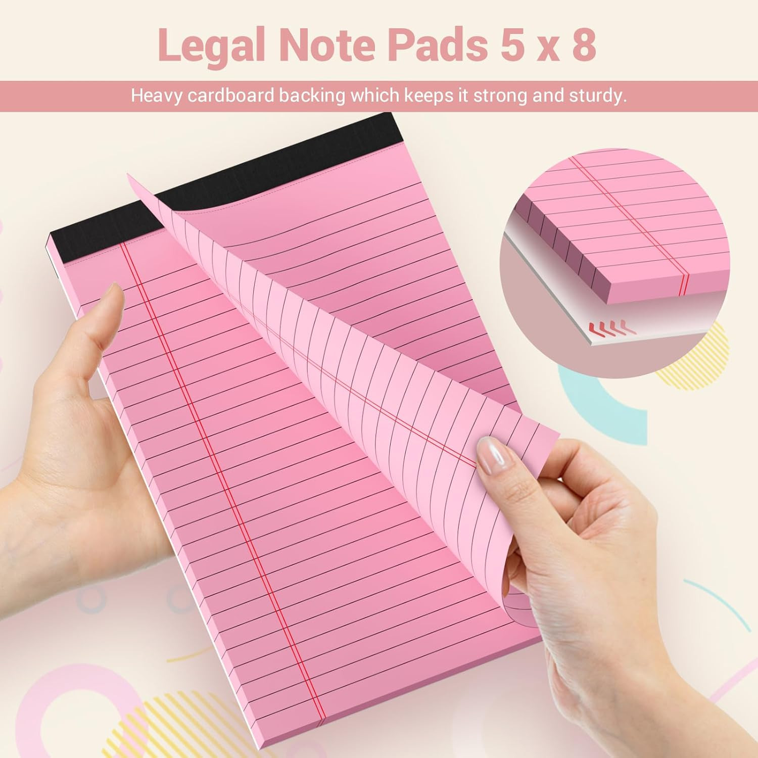 Legal Pads 5×8 Colored Note Pads, 12 Pack College Ruled Notepads 5×8 Lined Paper