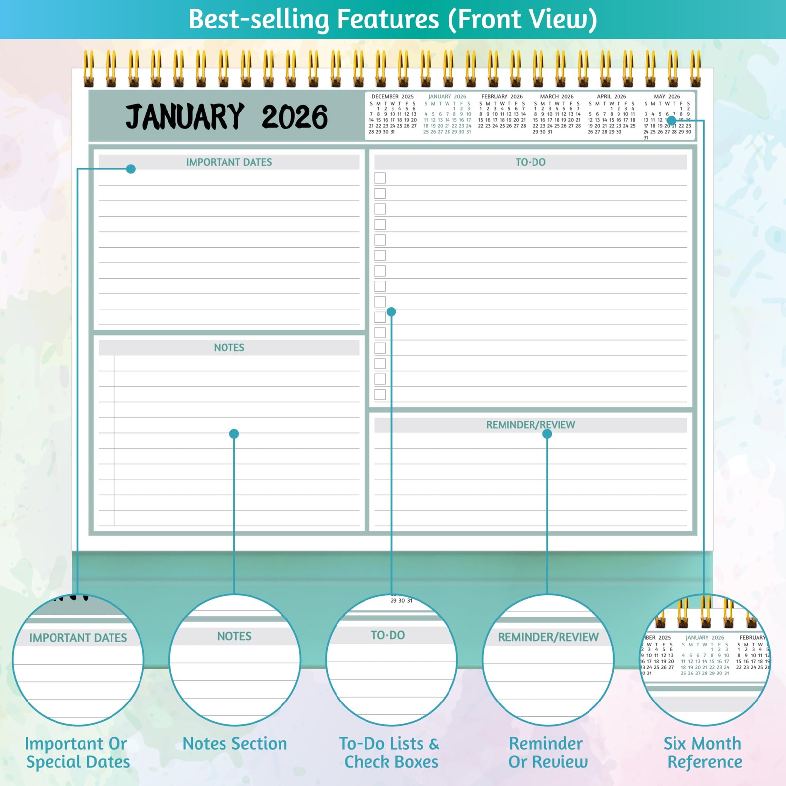 Desk Calendar 2026 – Standing Flip Desktop 2026, 12 Months(January…