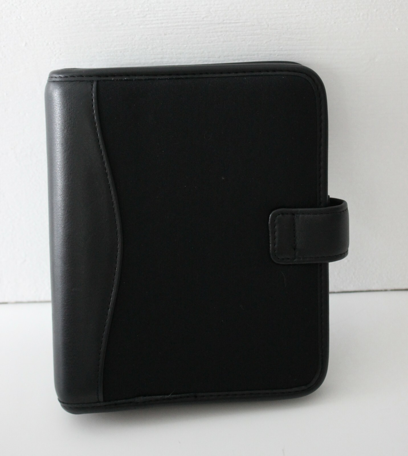 FRANKLIN COVEY Small Black Leather Fabric 6 Ring Binder Address Book 7 1/2″ NEW