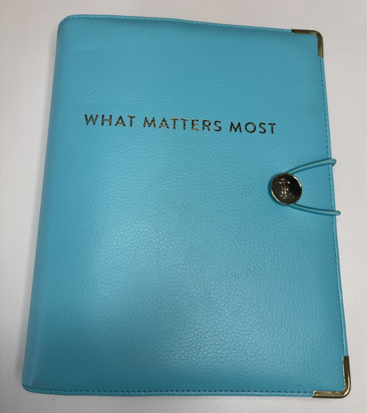 Emily Ley Simplified Planner Organizer Binder Teal Blue Gold 6-Ring NWT