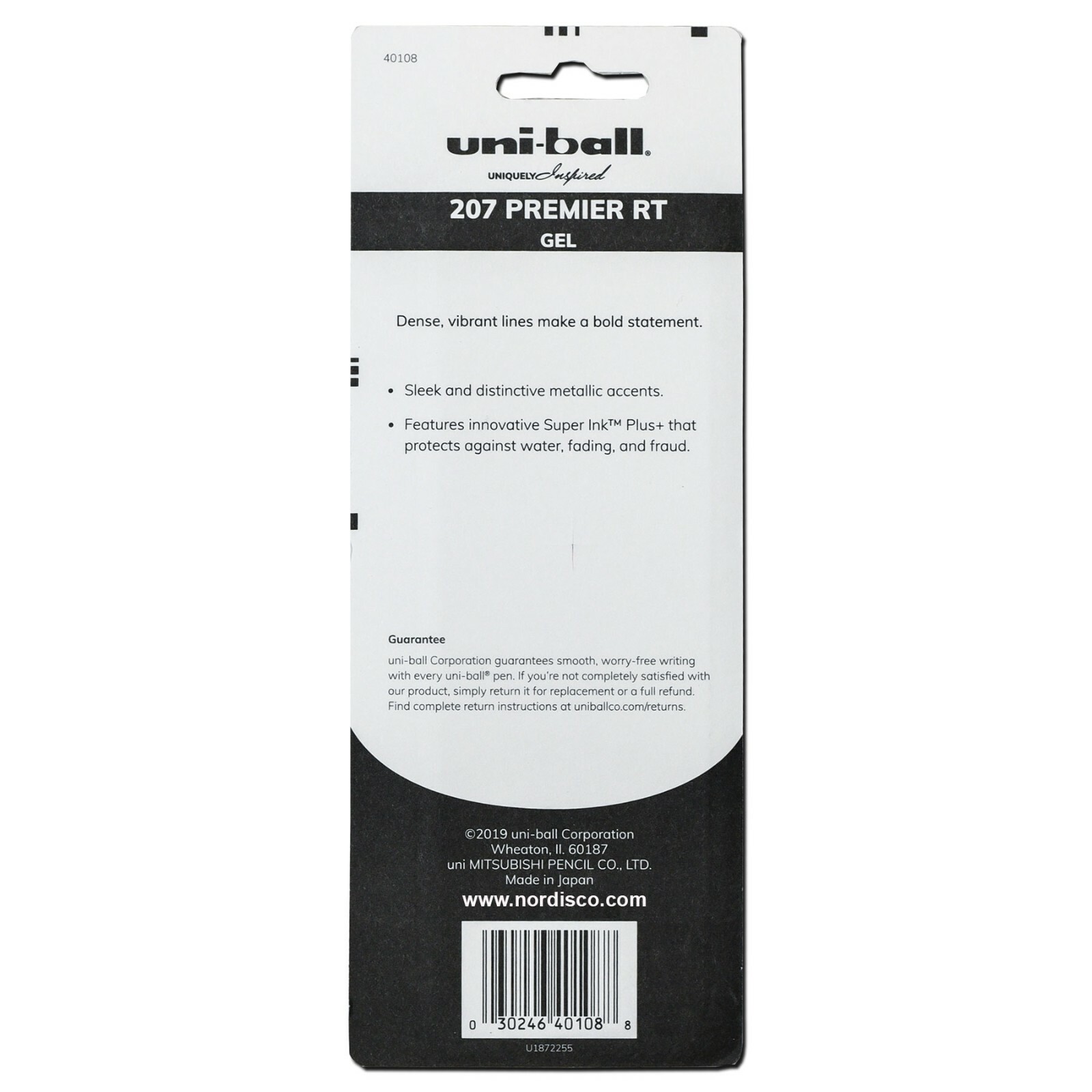 Uni-ball 40108 207 Premier RT Black Gel Ink Rollerball Pen, 0.7mm Medium Point