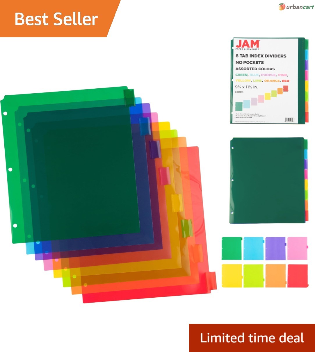 Multi-Color 8-Tab Plastic Index Dividers for Organizational Ease