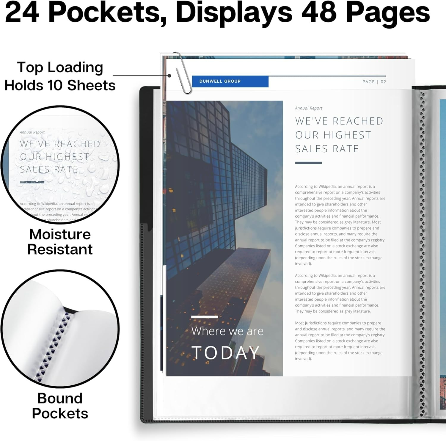 Presentation Binder 24-Pocket, Displays 48 Pages, 8.5×11 Portfolio Binder wit…
