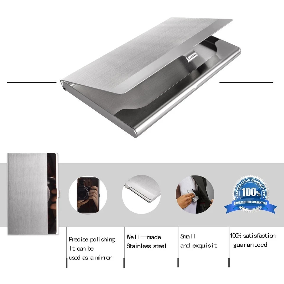 Stainless Steel Card Holder Case Pocket Metal Wallet for ID Credit Business Card