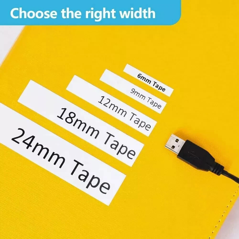 12mm 0.47″ Black on White Label Tape Fits Brother P-Touch PT-H110 TZ231 TZe231