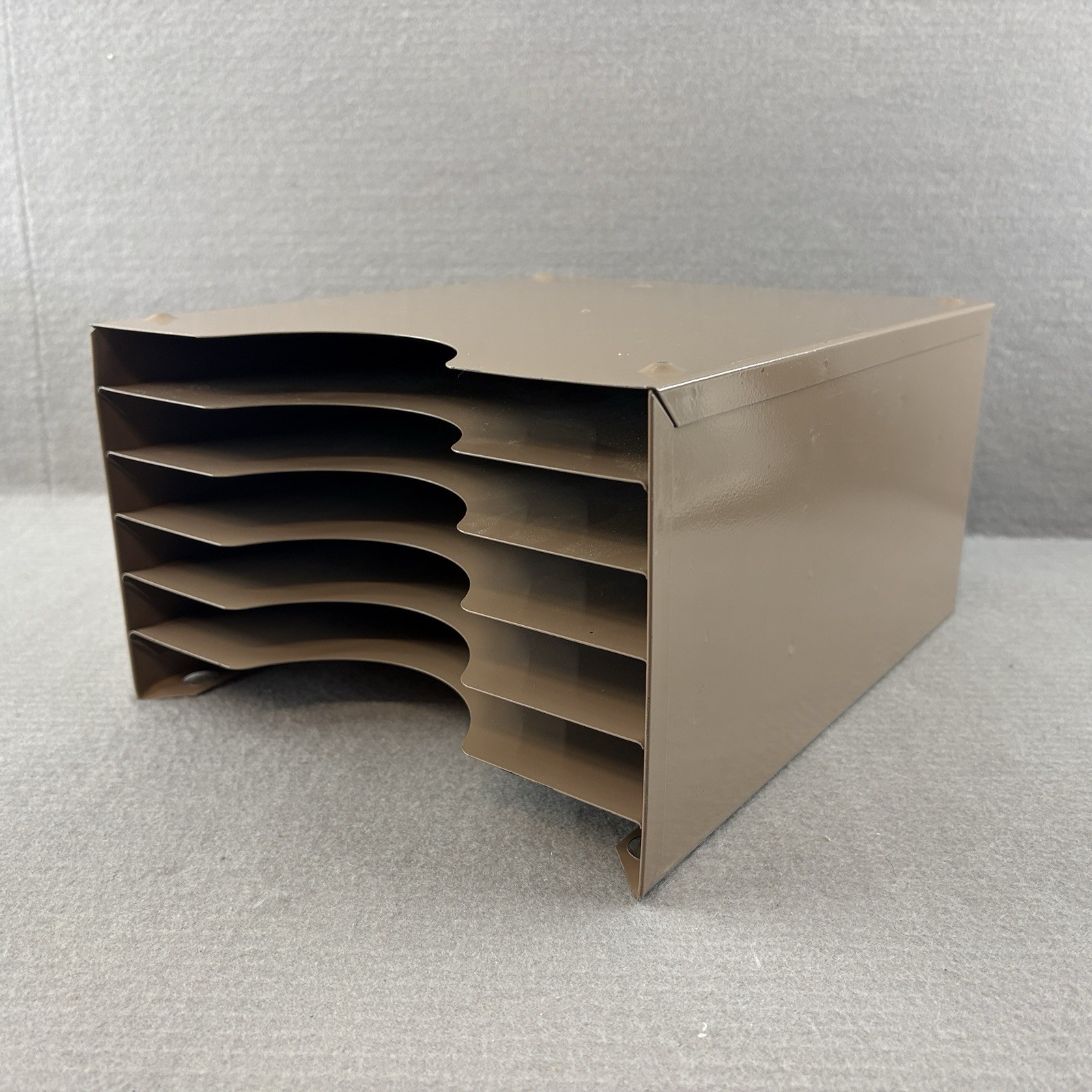 Vintage Stackable GW Tan Industrial Desk File Paper Organizer 5-Tray Brown