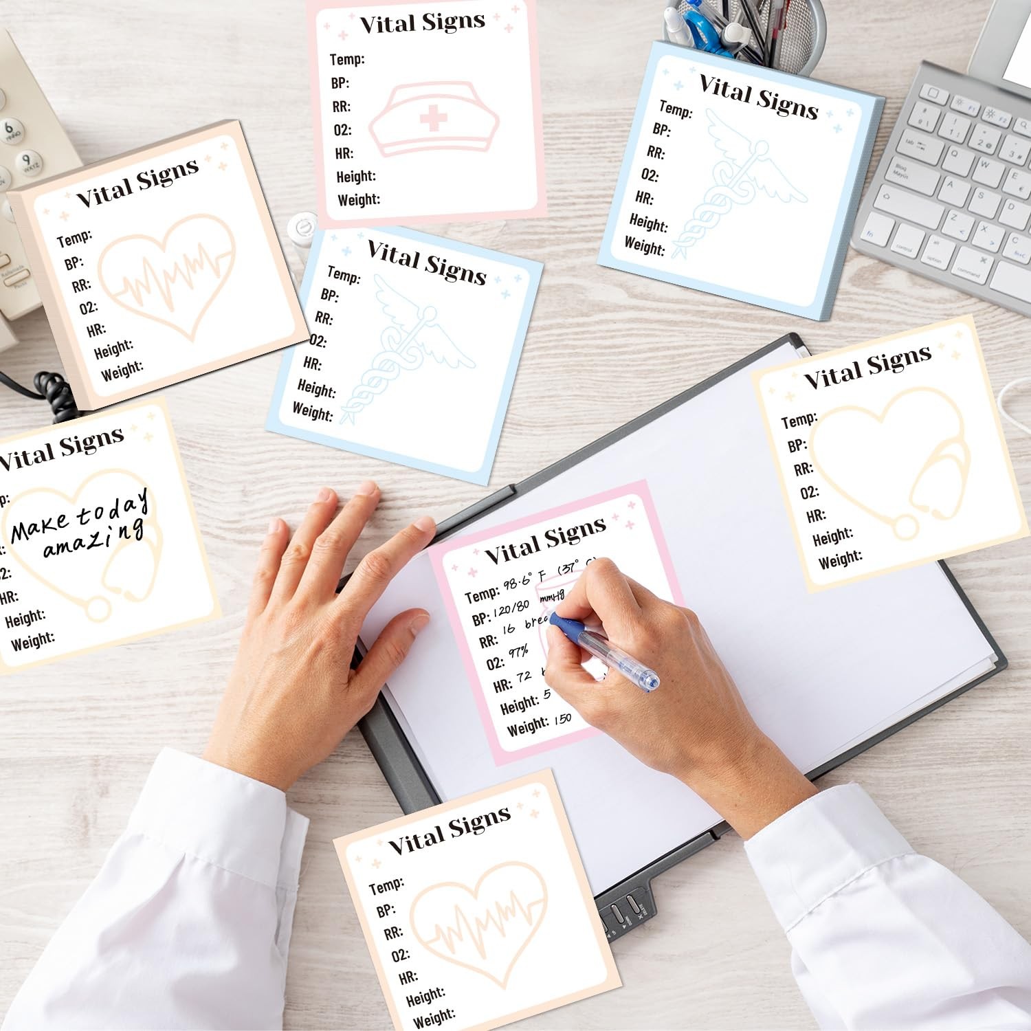 Vital Signs Sticky Notes Gifts, 9 Pack Vitals Notepad 3×3 Inch, Nurse Daily M…
