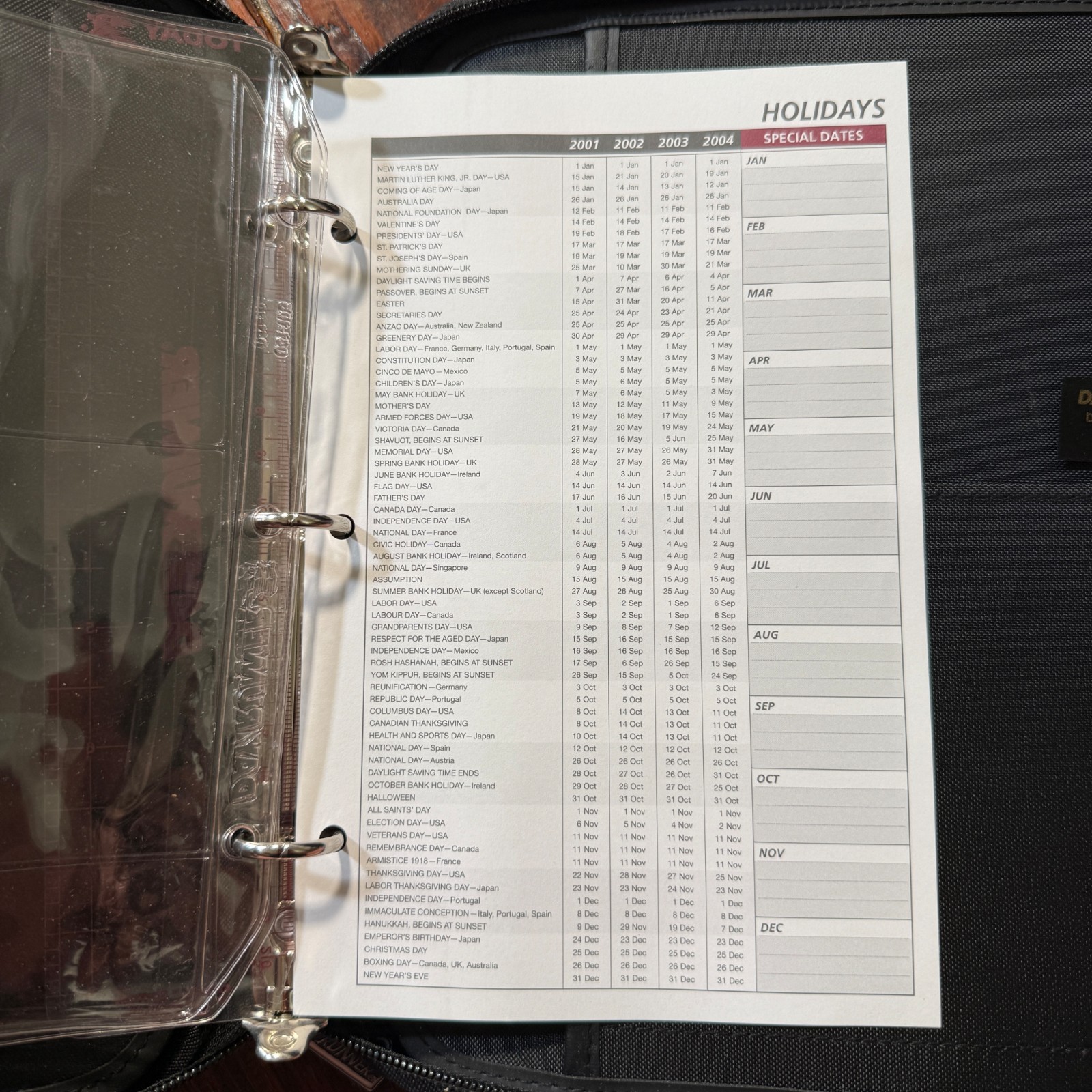 Dayrunner Planner 3 Ring 8×10 Black Zip Around Pockets Organizer Y2K