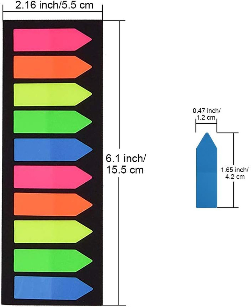2000 Count Neon Color Tape Flag, Page Markers,Index Tab Flags,Sticker Note, Fluo