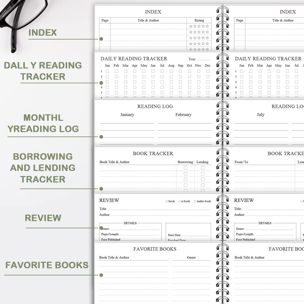 Reading Journal Reading Log 72 Book Reviews Back Pocket 5.8×8.3 Inch Cyan