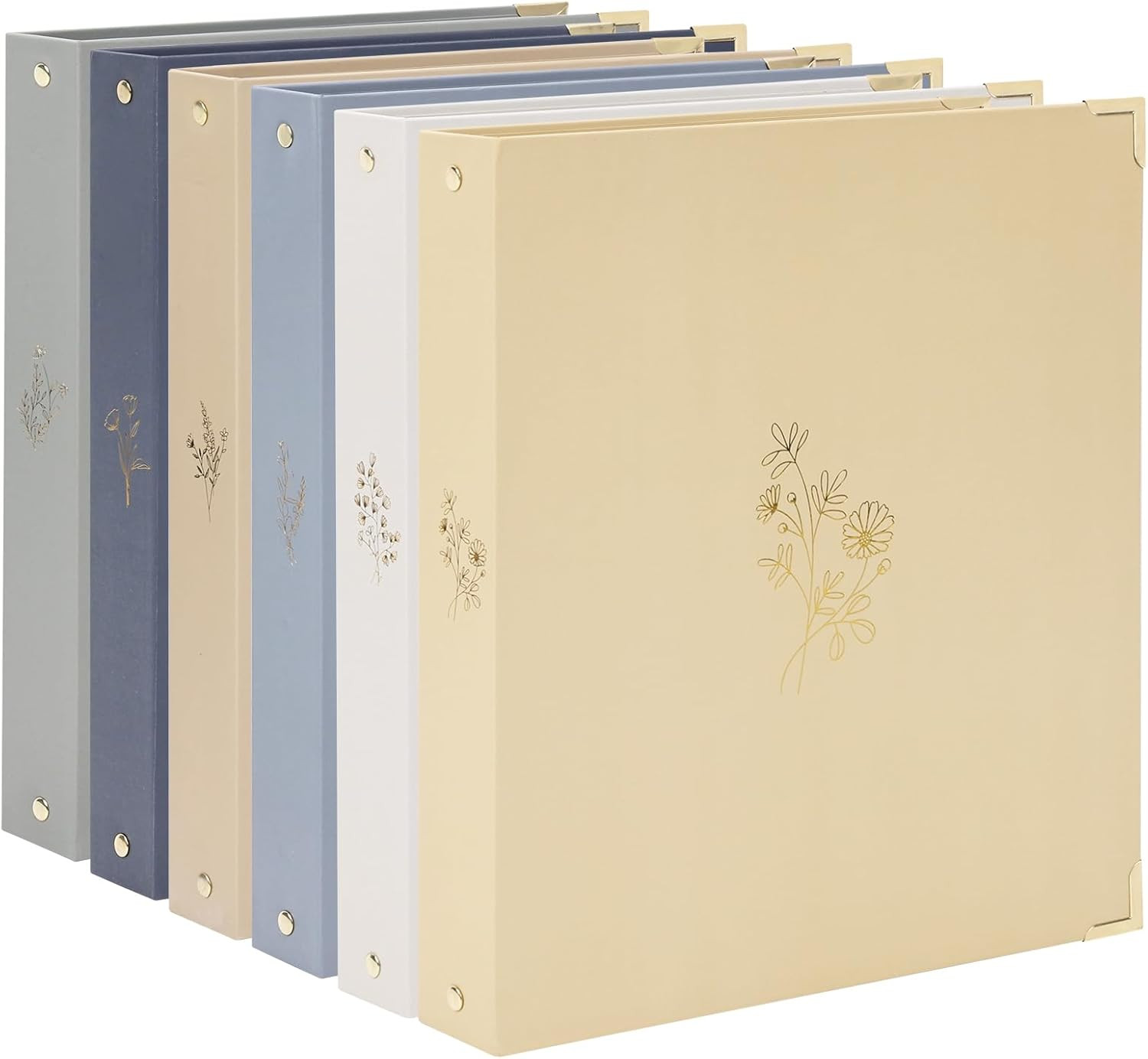EOOUT 6 Pack 3 Ring Binders 1 inch, Three Round Ring 1” Binders with 2 Pockets