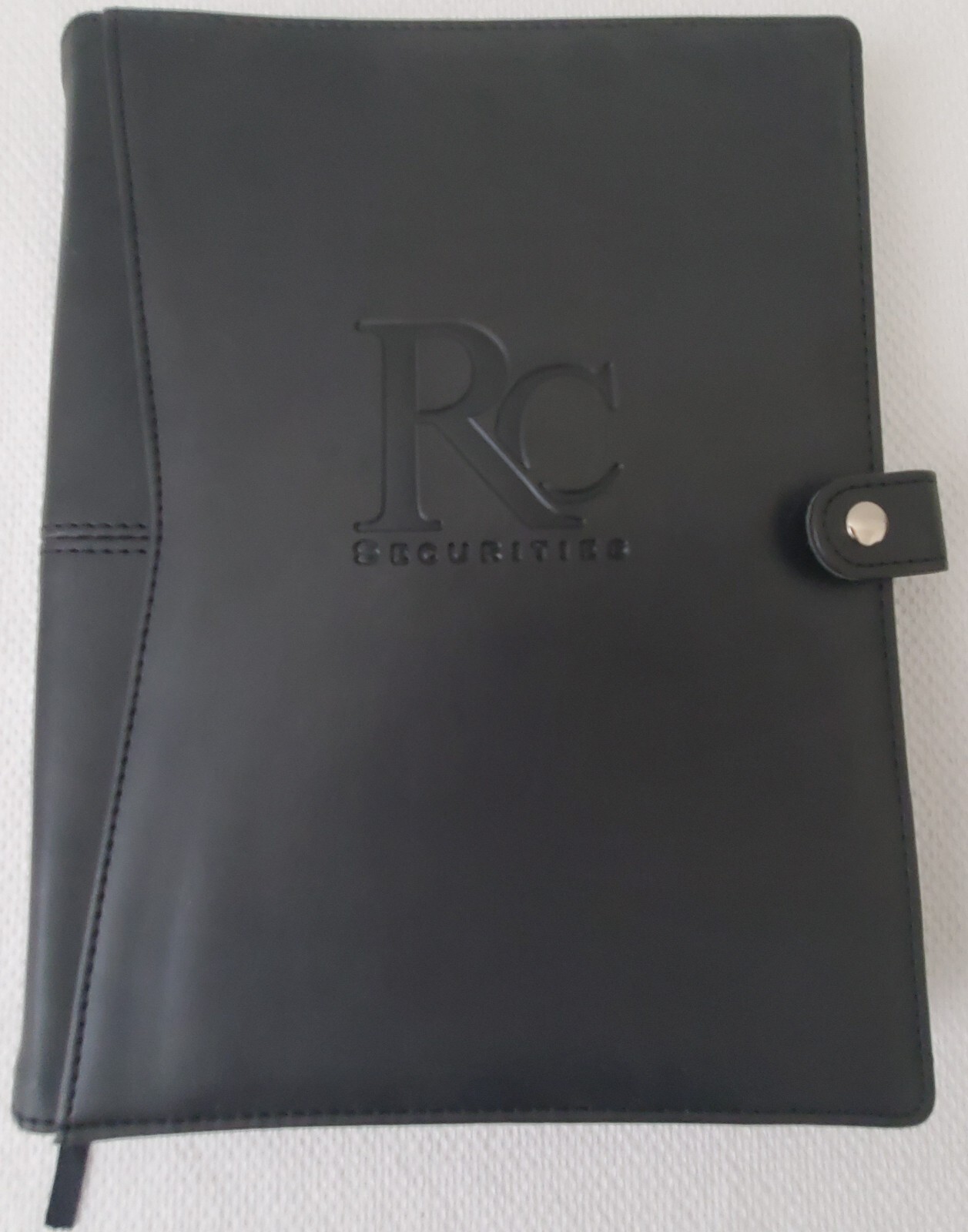 RC Securities – Black Folio with Lined Spiral Notepad, 10” x 8”