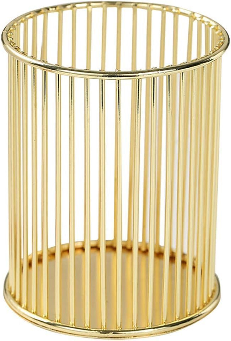 Gold Metal Pen Holder with Open-Grid Design – Stainless Steel Desk Organizer for