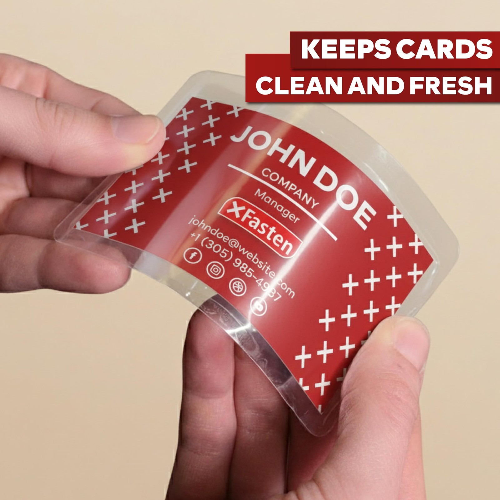 XFasten Self-Sealing Laminating Pouches Business Card Size, Pack of 25, Clear