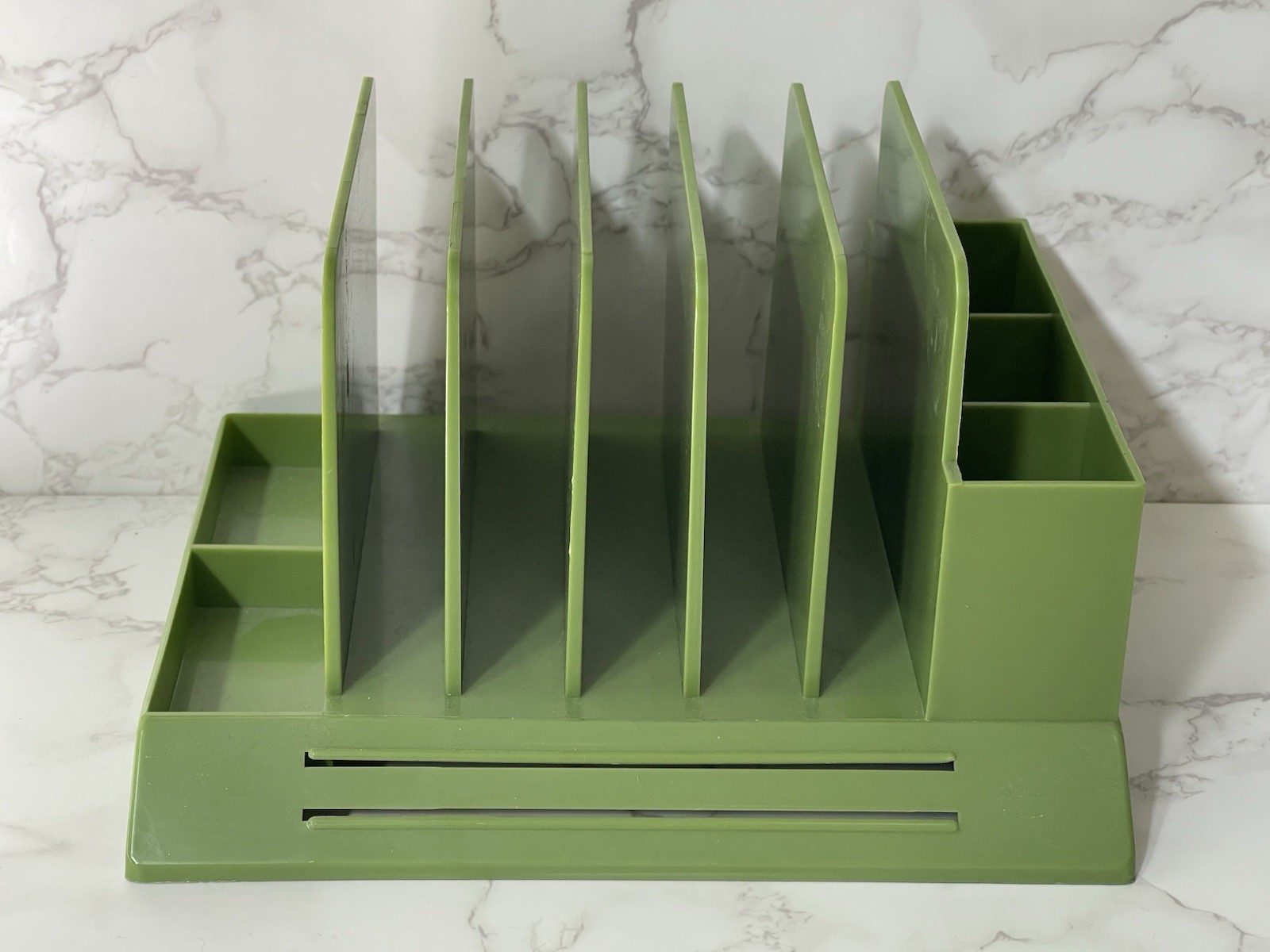 VTG Max Klein Desk Organizer Avocado Green V-87 Letter Pen Holder
