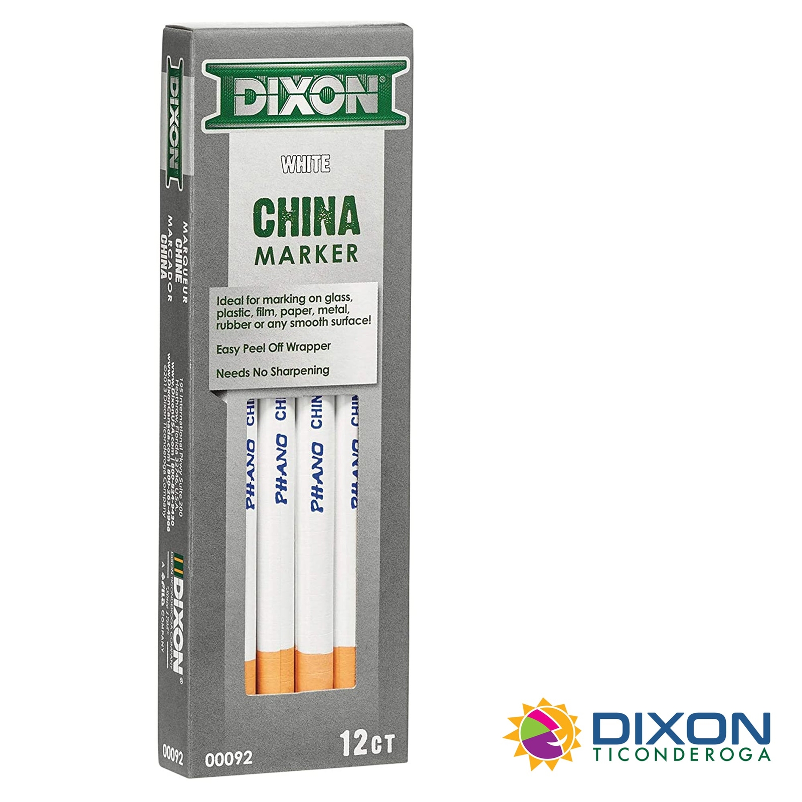 Dixon Phano China Markers, White (X00092) Pack Size: 12 Markers (1 doz)