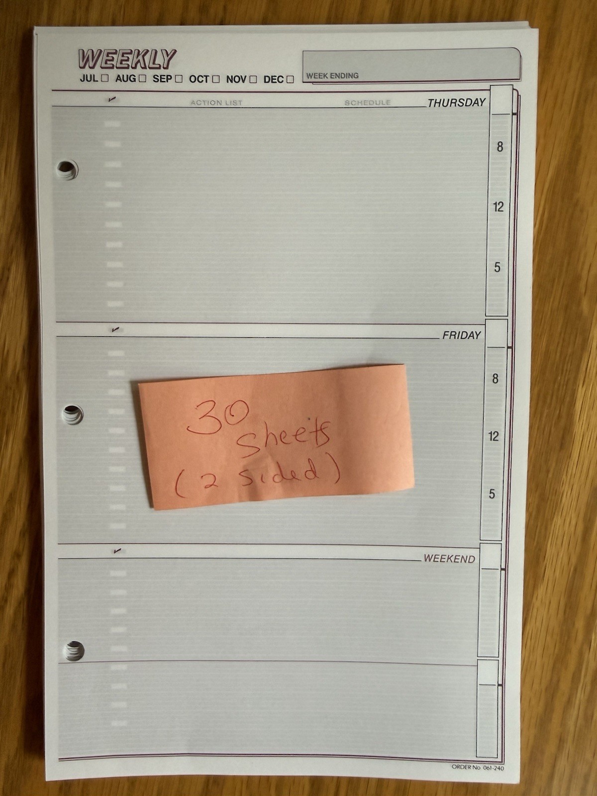 Vtg Day Runner Refill Pages Daily Weekly Calendar Notes 7 Ring Plastic Holders