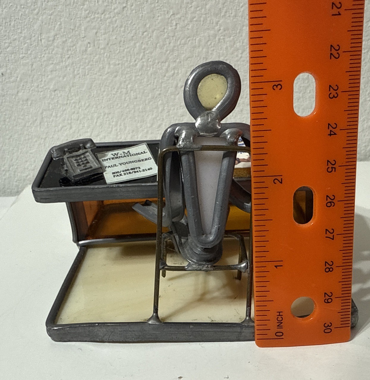 Glass Business Card Holder World Traveler Sale Rep Konica Carl Goeller Telephone