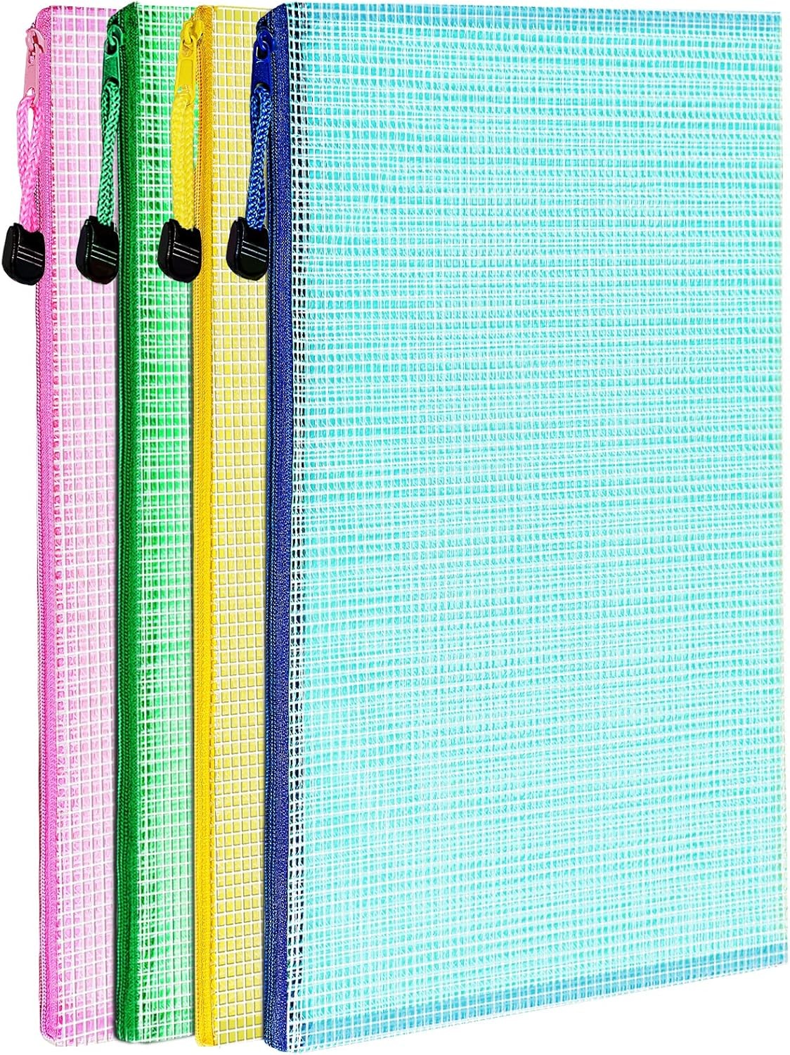 Mesh Zipper Pouch Bags, 13.2″x 9.2″ Zipper Pouch, 4 pcs Mesh Bags with Zipper,