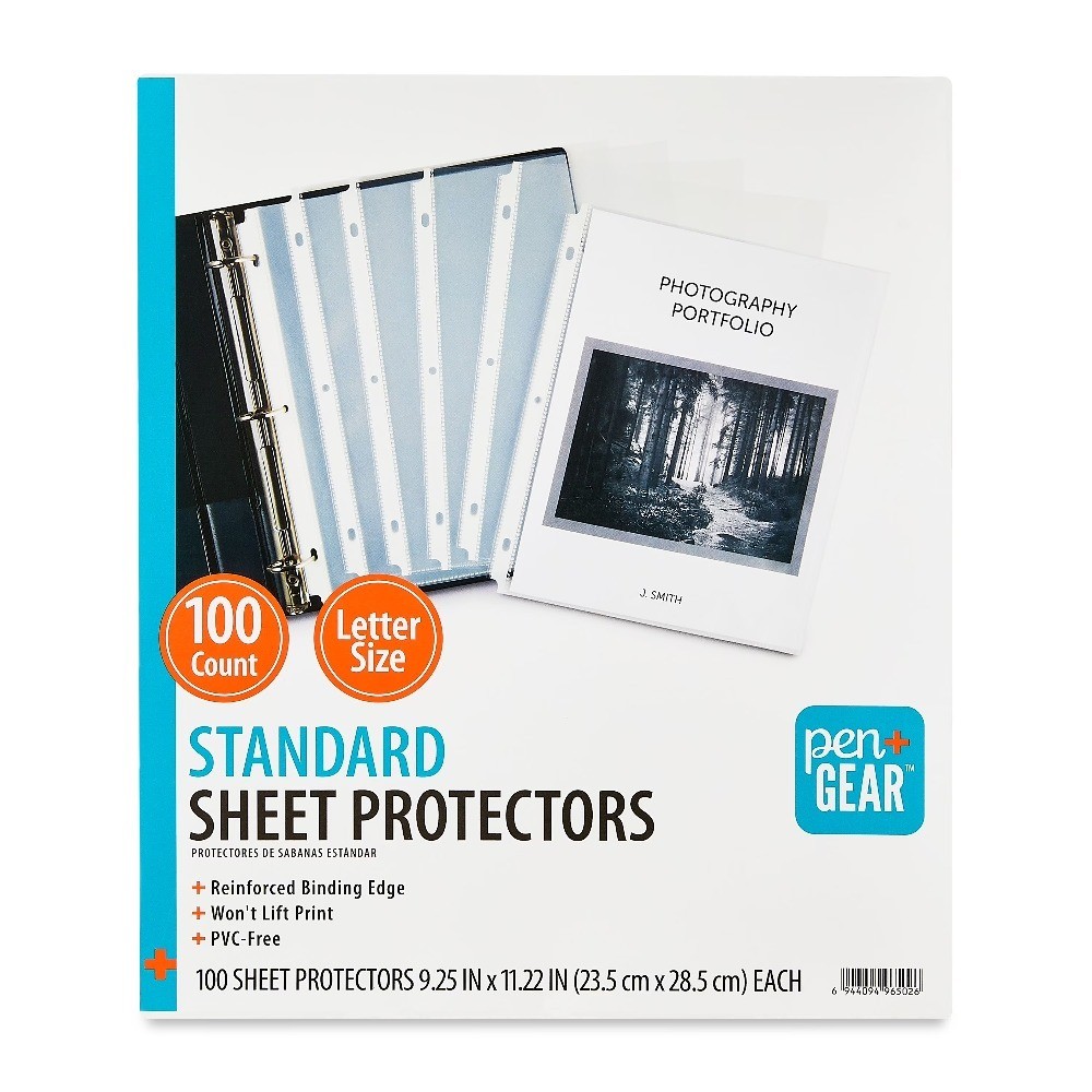 Standard Sheet Protectors 8.5 x 11 Letter Size 100 Pack Clear Page Protectors