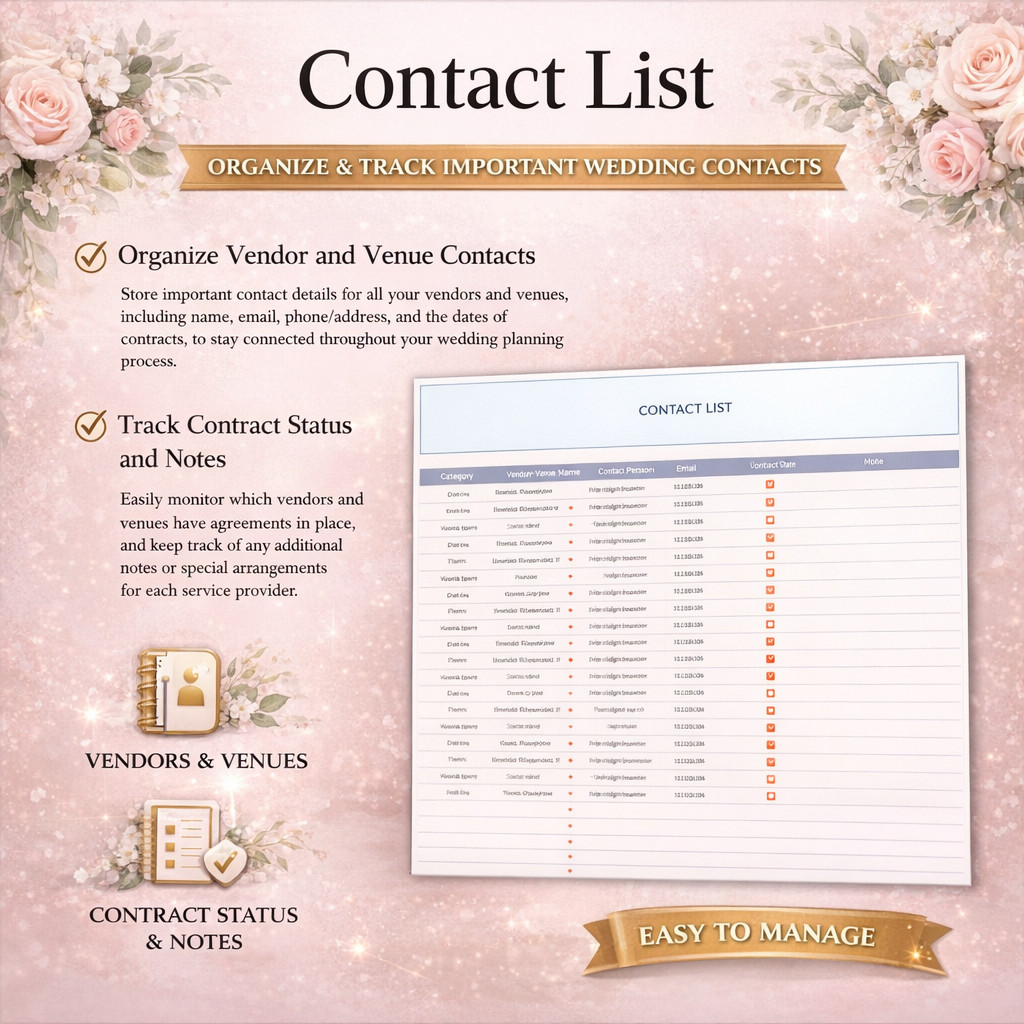 Wedding Planner Spreadsheet Template Budget & Guest List Tracker Excel Sheets