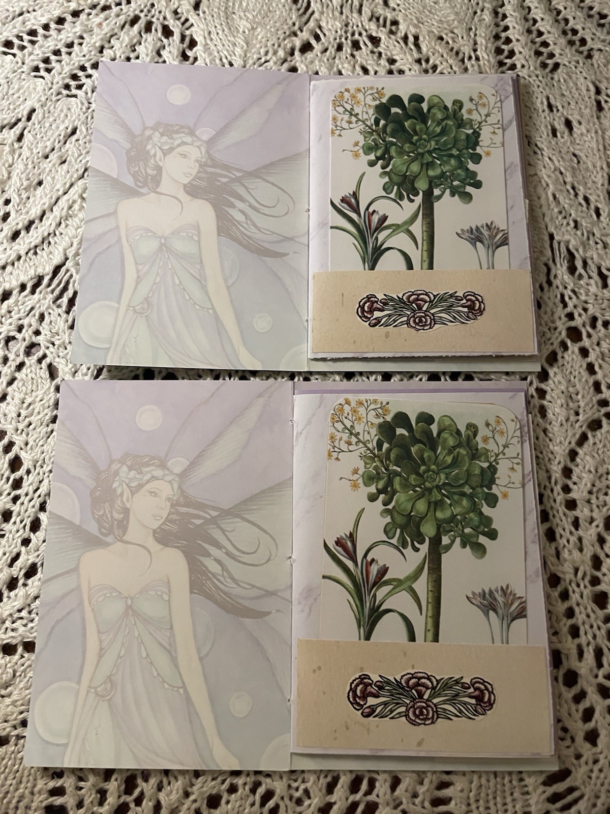 2 Junk Journal Greeting Cards Handmade 4”x6” “Live Your Dreams” Blank W/Env.