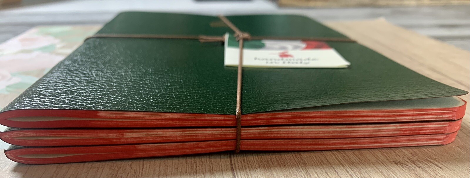 Bieffe Handmade Journal Notebook Made in ITALY 3 Pk Green Leather Birthday Gift