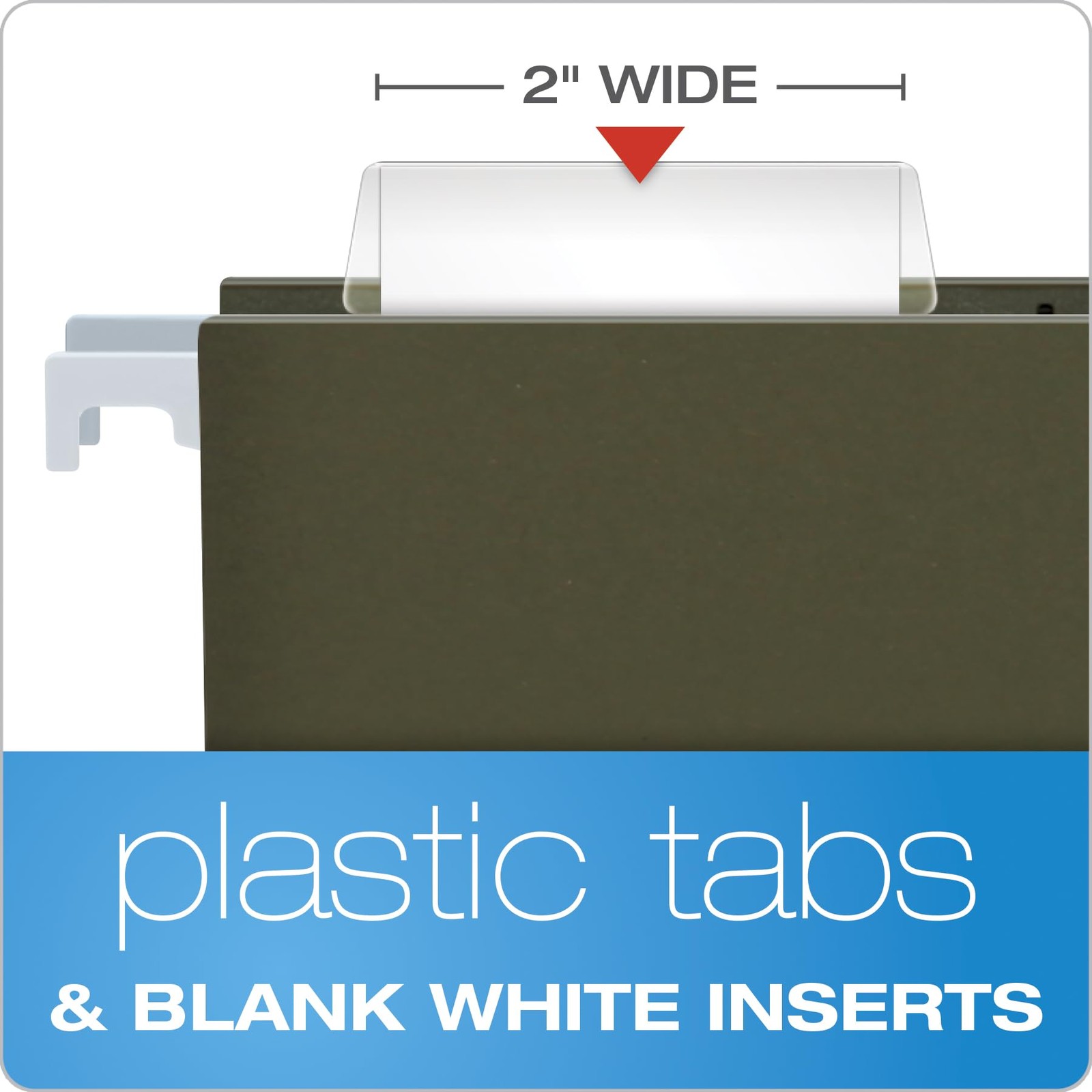 Pendaflex Hanging File Folder Plastic Tabs, Clear, Pack Of 25