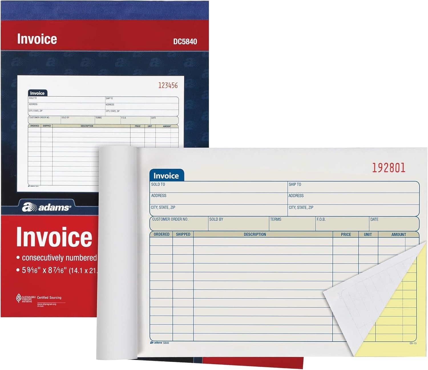 Carbonless Invoice Book – 50 Sets, Top Space for Custom Company Stamp