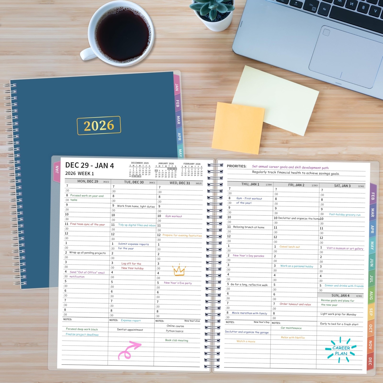 2026 Appointment Book, 30 Minutes-Hourly, Weekly ＆ Monthly Calendar Planner 2…