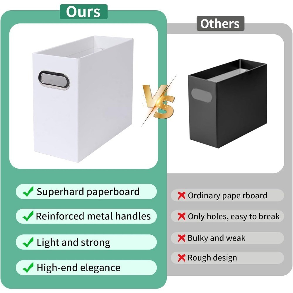 Collapsible File Organizer Box with Handle Portable File Storage for Home Office