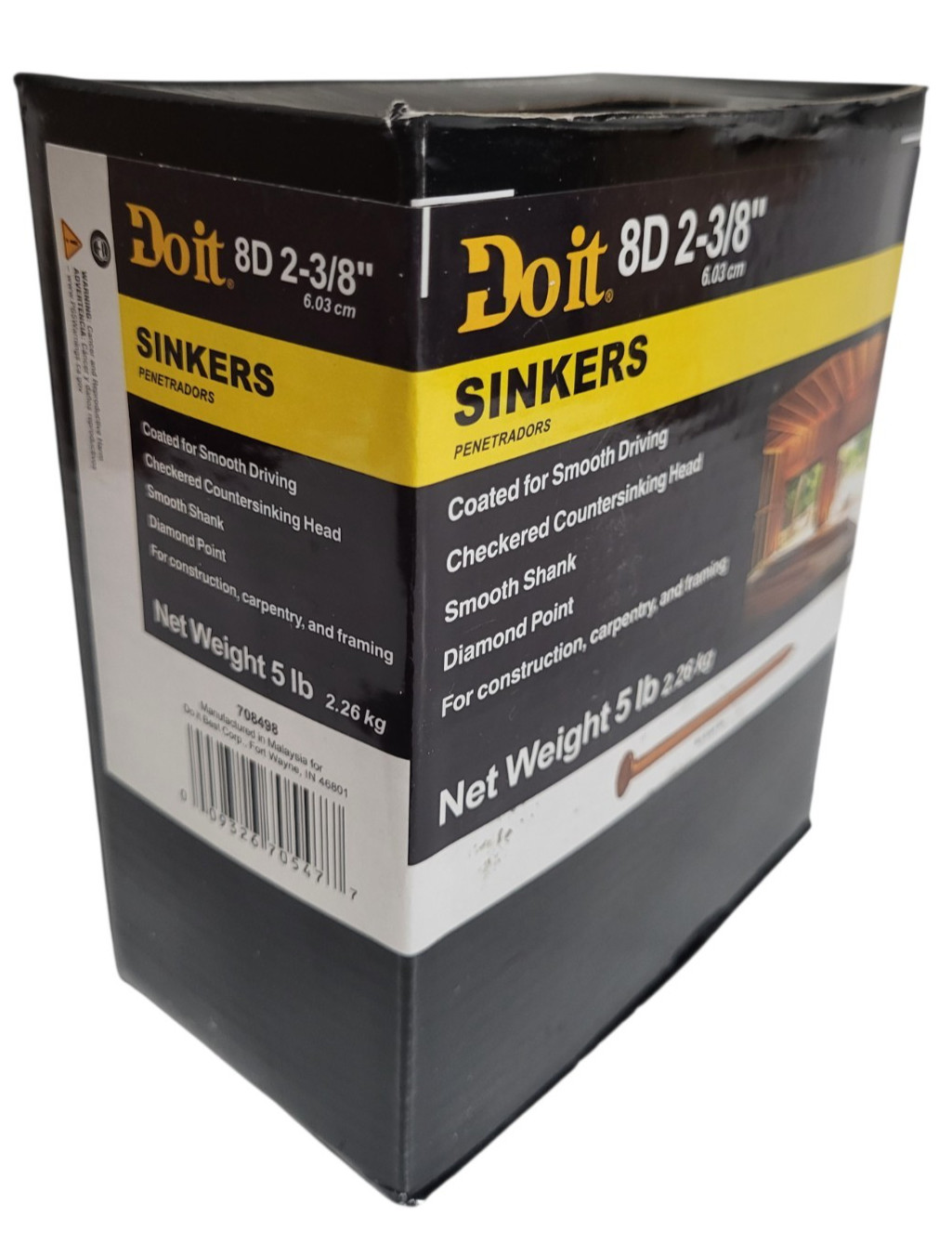 5 LB Pounds DO IT BEST 8D 2-3/8” Coated Sinker Smooth Shank Diamond Point Nails