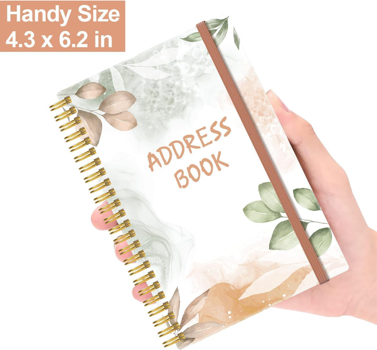 Address Book with Alphabetical Tabs – Small Address Book Spiral with Address Con