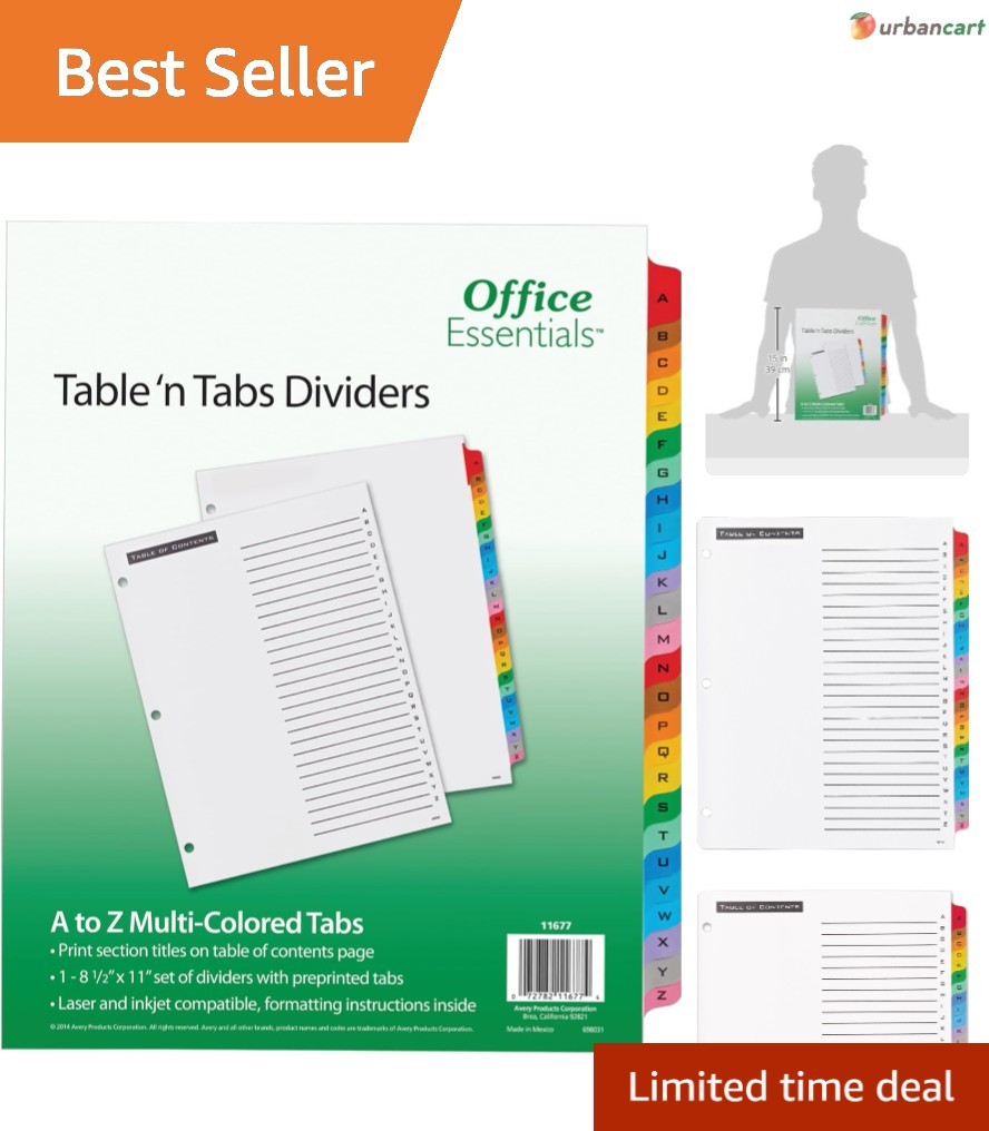 Multicolor 26-Tab Office Divider Set