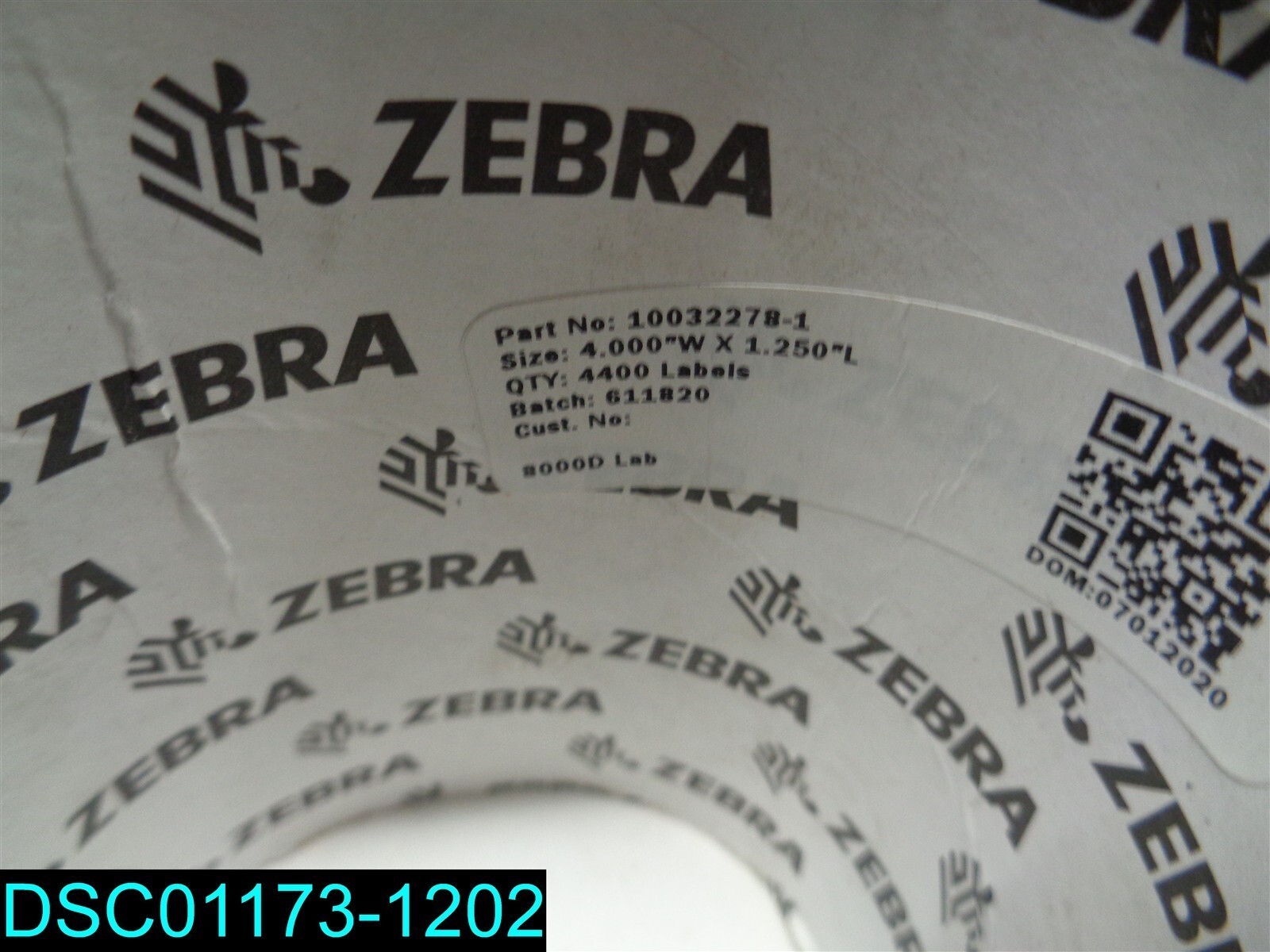 Qty = 4400 Labels: Yellow Labels 10032278-1, 611820, 07012020 Zebra, 4″ x 1.250″