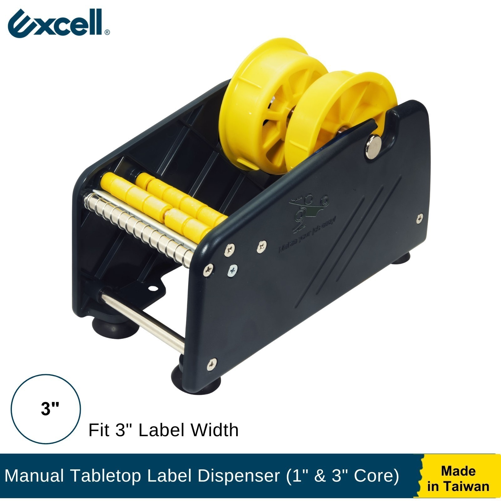 Excell Manual Multi-Roll Label Dispenser 3″ Wide 3″ Core, Heavy Duty W/O Label