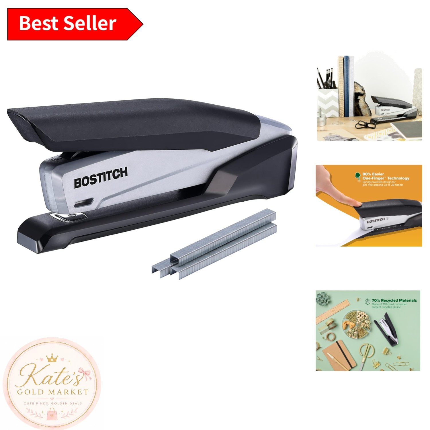 Sleek 1100 Eco Stapler – 210 Staples, One-Finger Operation for Efficient Work